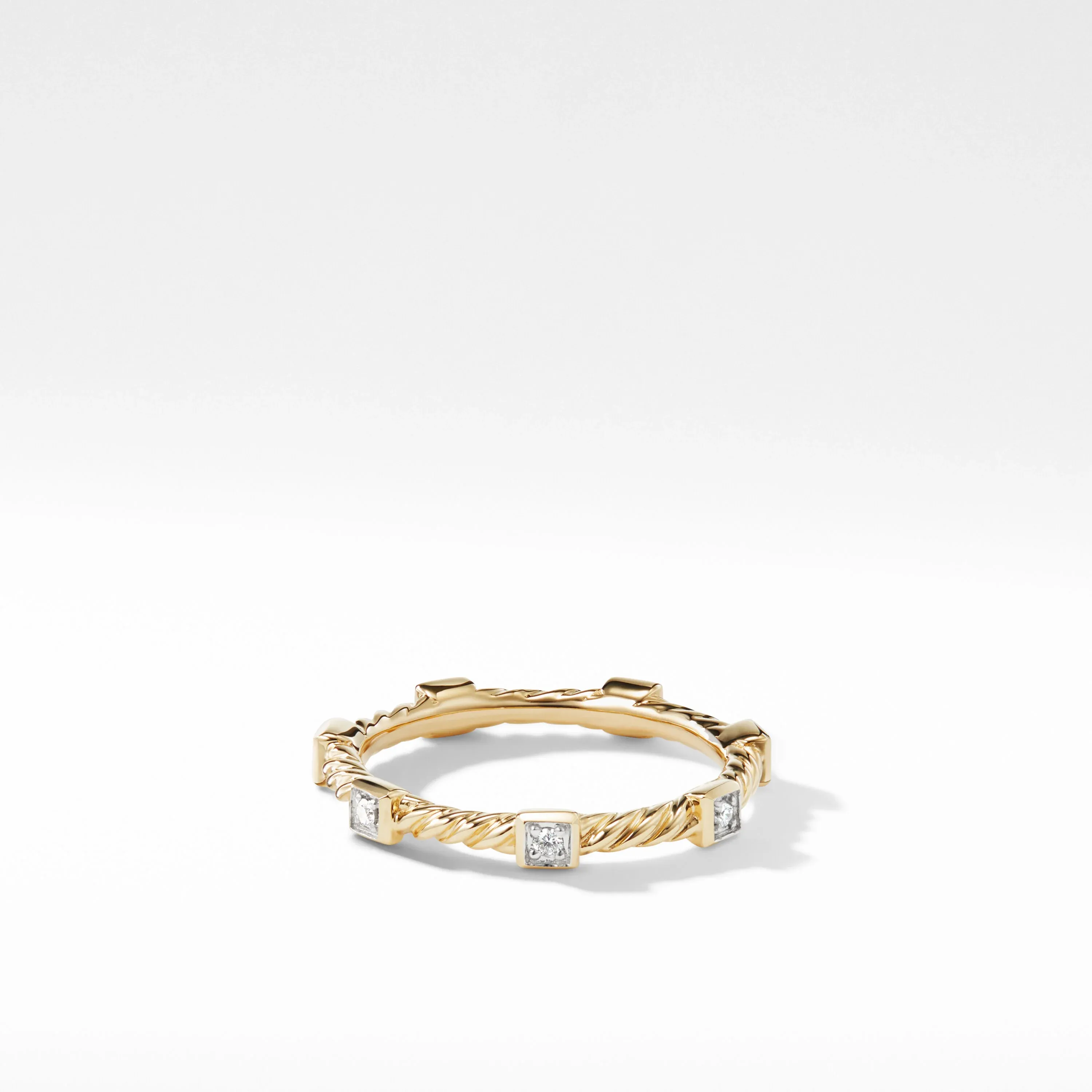 0.06 CTW Twisted Natural Diamond Asscher Cut Wedding Band