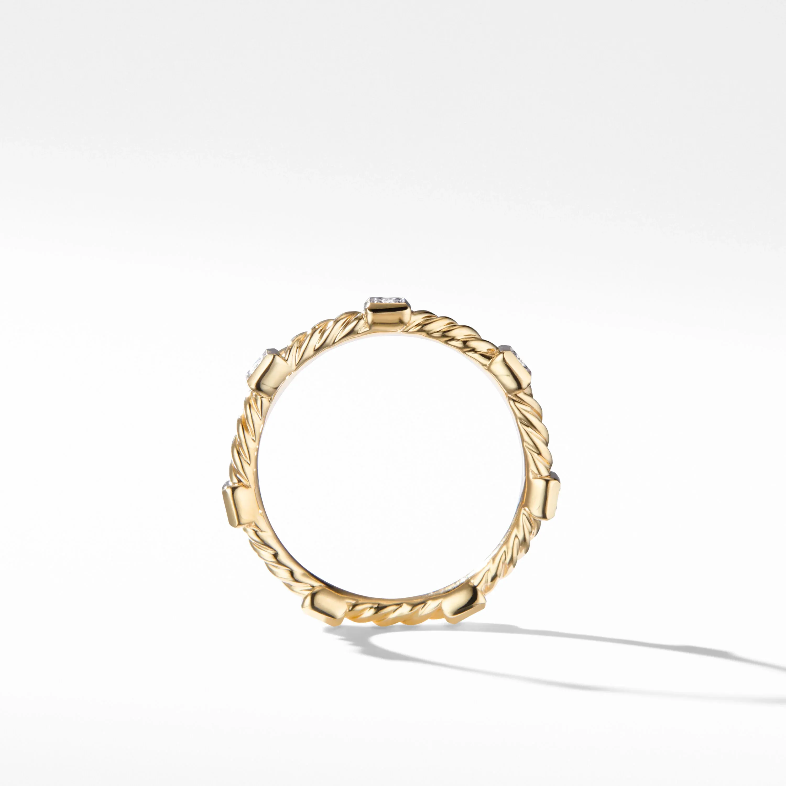 0.06 CTW Twisted Natural Diamond Asscher Cut Wedding Band