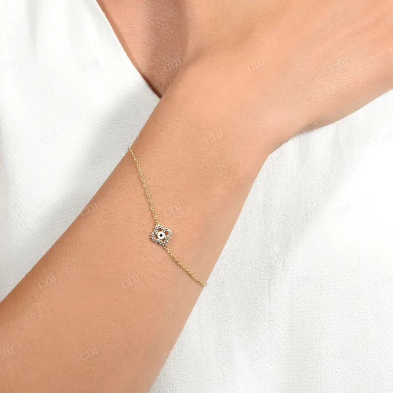 0.10CTW Natural Floral Design Round Diamond Bracelet