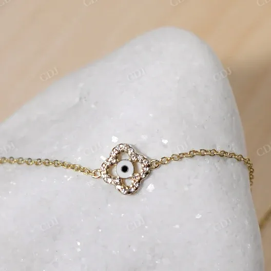 0.10CTW Natural Floral Design Round Diamond Bracelet
