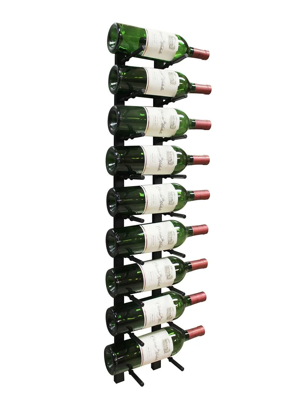 9 Bottle Modern Peg Wine Rack (Black)