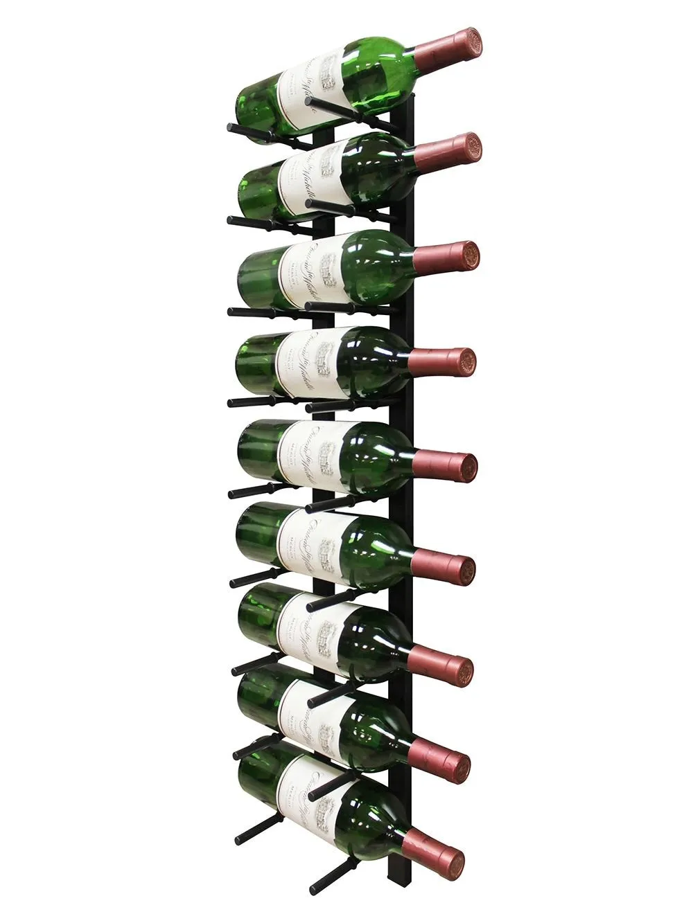 9 Bottle Modern Peg Wine Rack (Black)
