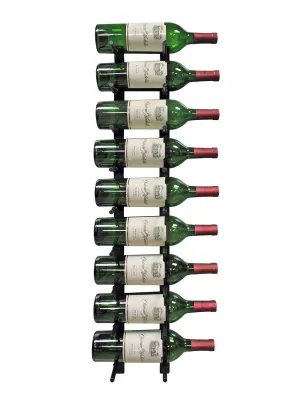 9 Bottle Modern Peg Wine Rack (Black)