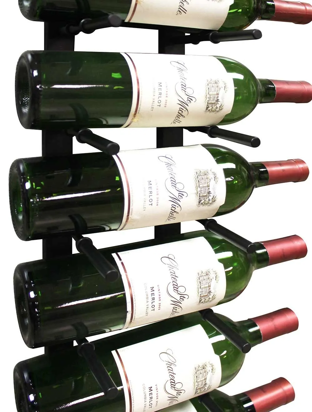 9 Bottle Modern Peg Wine Rack (Black)