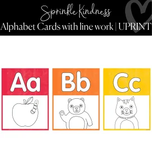 Alphabet Posters with Line Work | Rainbow Classroom Decor |Sprinkle Kindness | UPRINT |  Schoolgirl Style