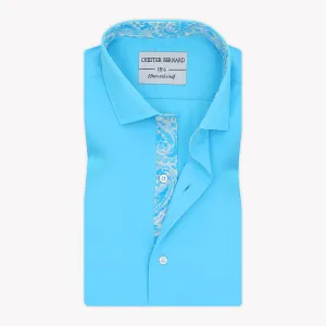 Aqua Marine Casual Shirt With Sky Blue  Paisley OL-63