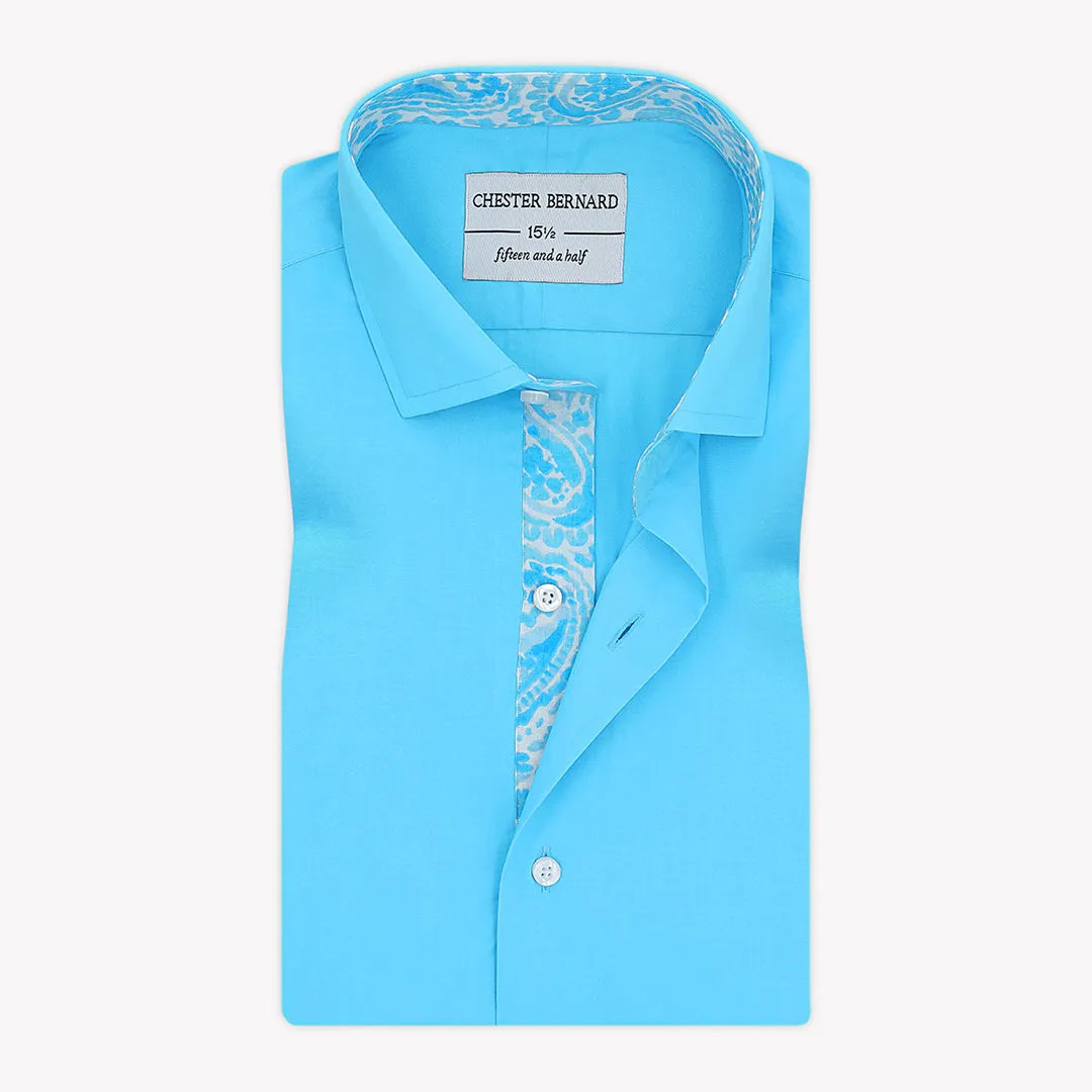 Aqua Marine Casual Shirt With Sky Blue  Paisley OL-63