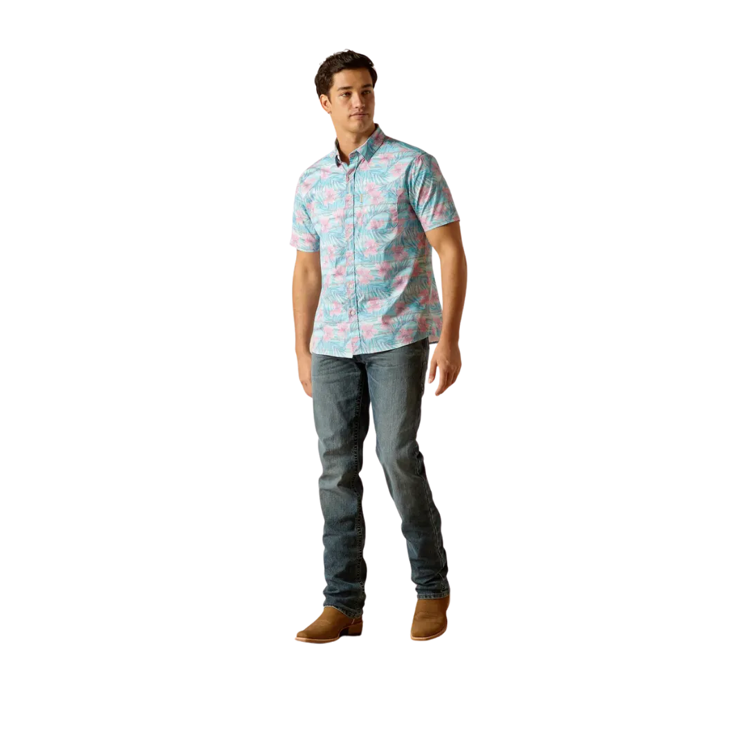 Ariat Men's Monroe Stretch Modern Fit Misty Jade Hawaiian Print Shirt