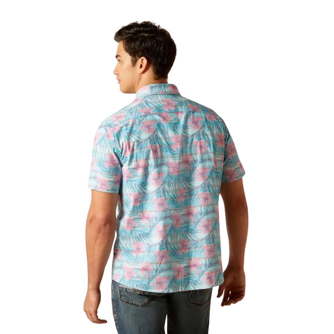 Ariat Men's Monroe Stretch Modern Fit Misty Jade Hawaiian Print Shirt