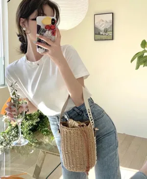 Black O-neck Short Sleeve Female T-shirts Summer Slim Solid Color Cotton Basic Women's T-shirts Simple Casual Streetwear