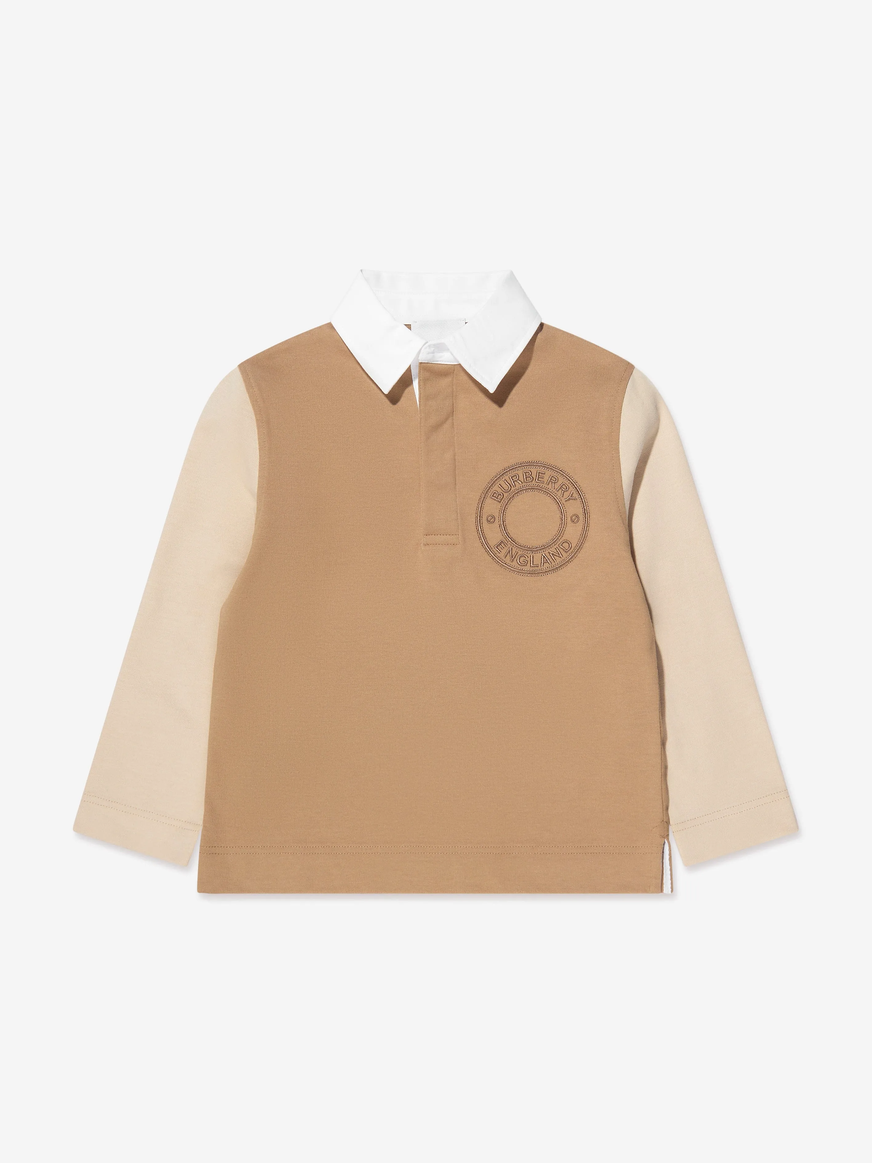 Burberry Boys Roundel Long Sleeve Polo Shirt In Beige
