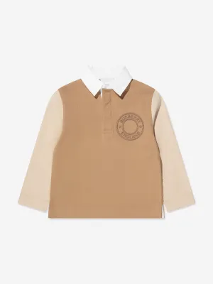 Burberry Boys Roundel Long Sleeve Polo Shirt In Beige