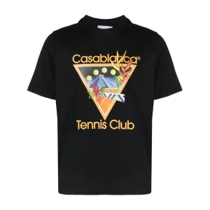 CASABLANCA TENNIS CLUB ICON T-SHIRT BLACK