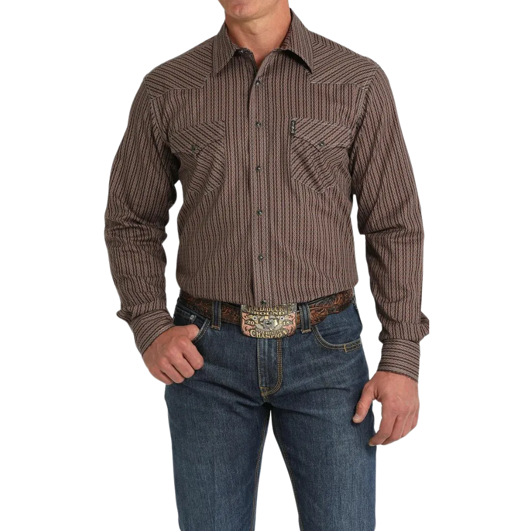 Cinch Men's Modern Fit Western Brown Shirt