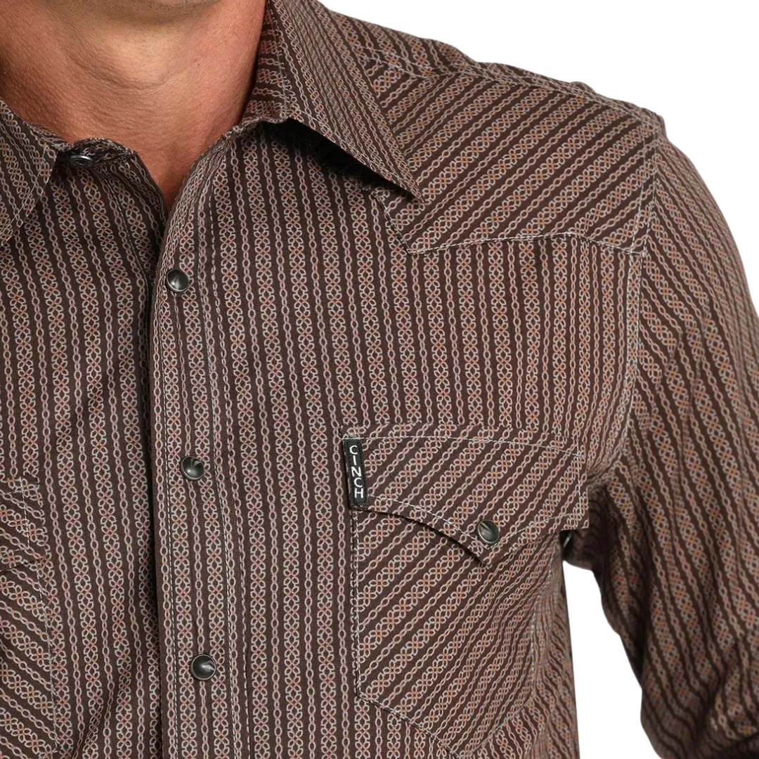 Cinch Men's Modern Fit Western Brown Shirt