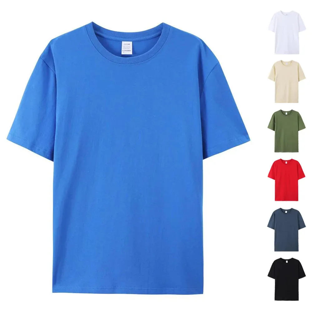 Cotton T-Shirt Unisex Plain White Crew Neck