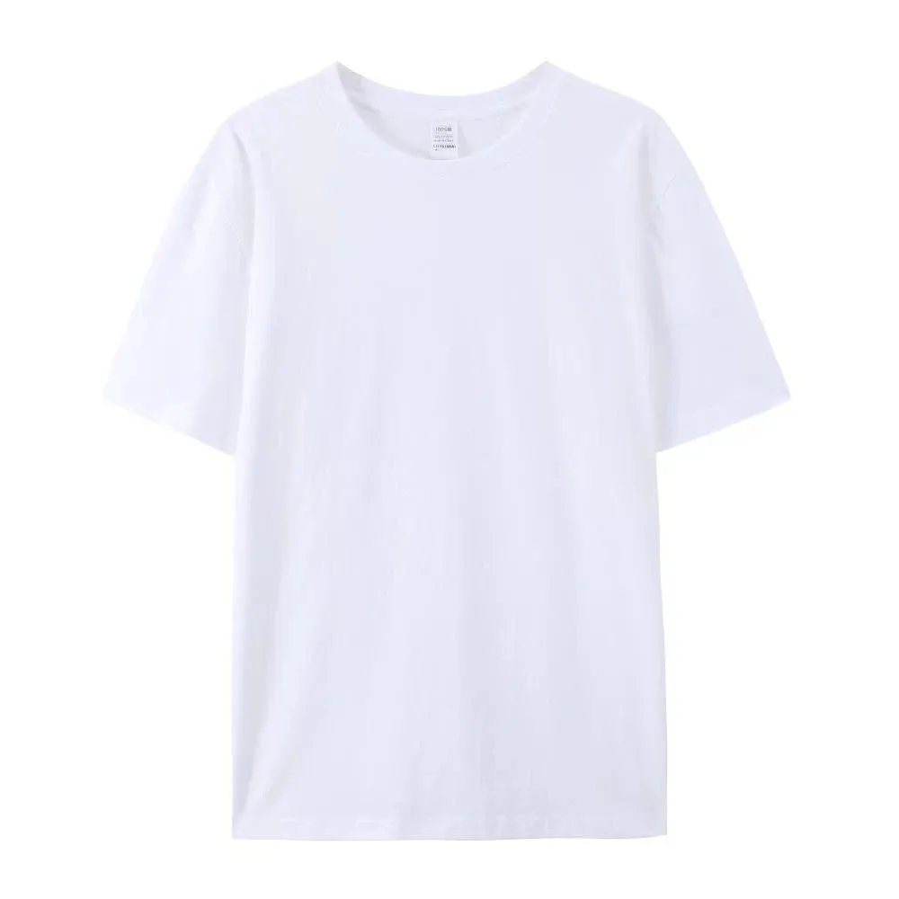 Cotton T-Shirt Unisex Plain White Crew Neck