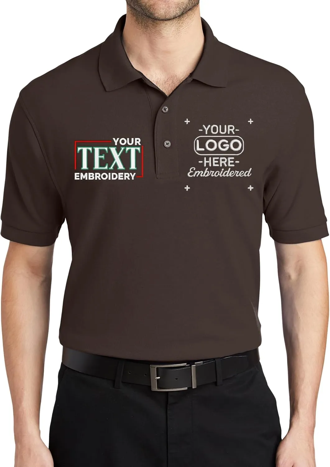 Custom Embroidered Polo Shirt for Men Personalized Embroidery Name Text Logo Golf Tee