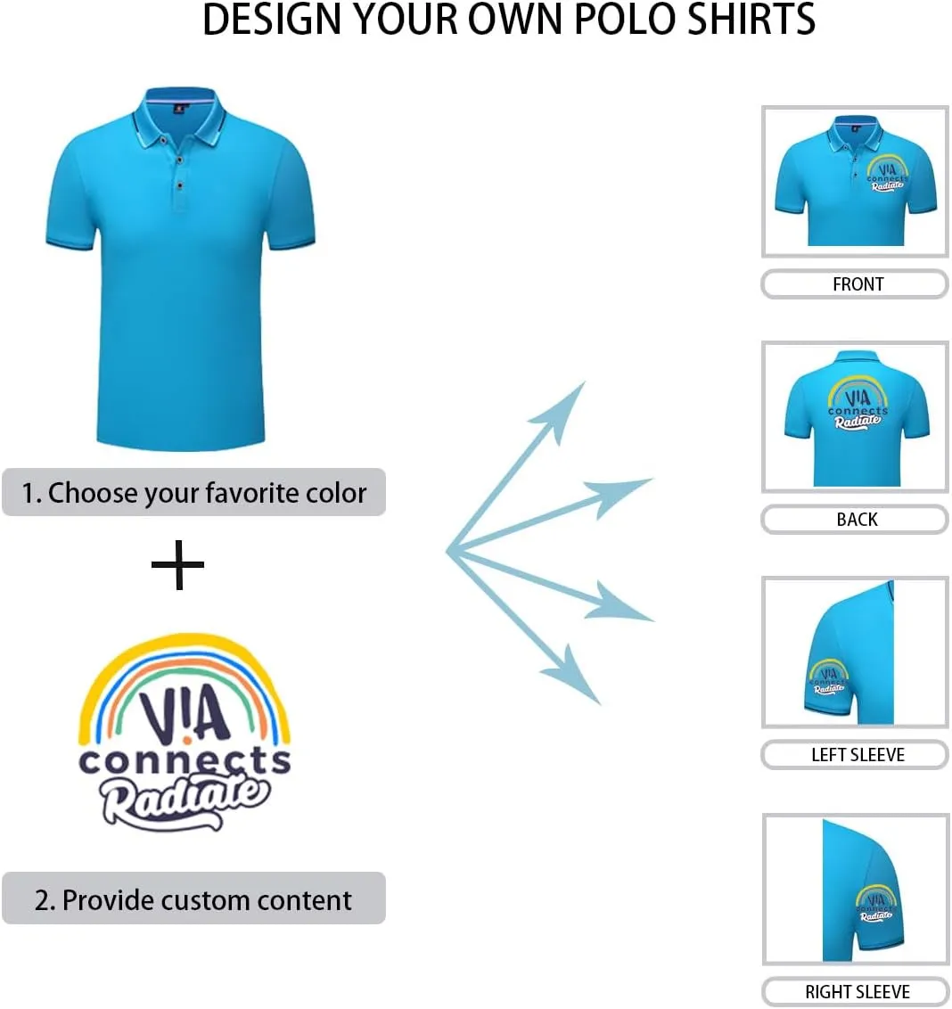Custom Polo Shirts Design Your Own Personalized Golf Shirt with Logo/Text/Image for Men/Women