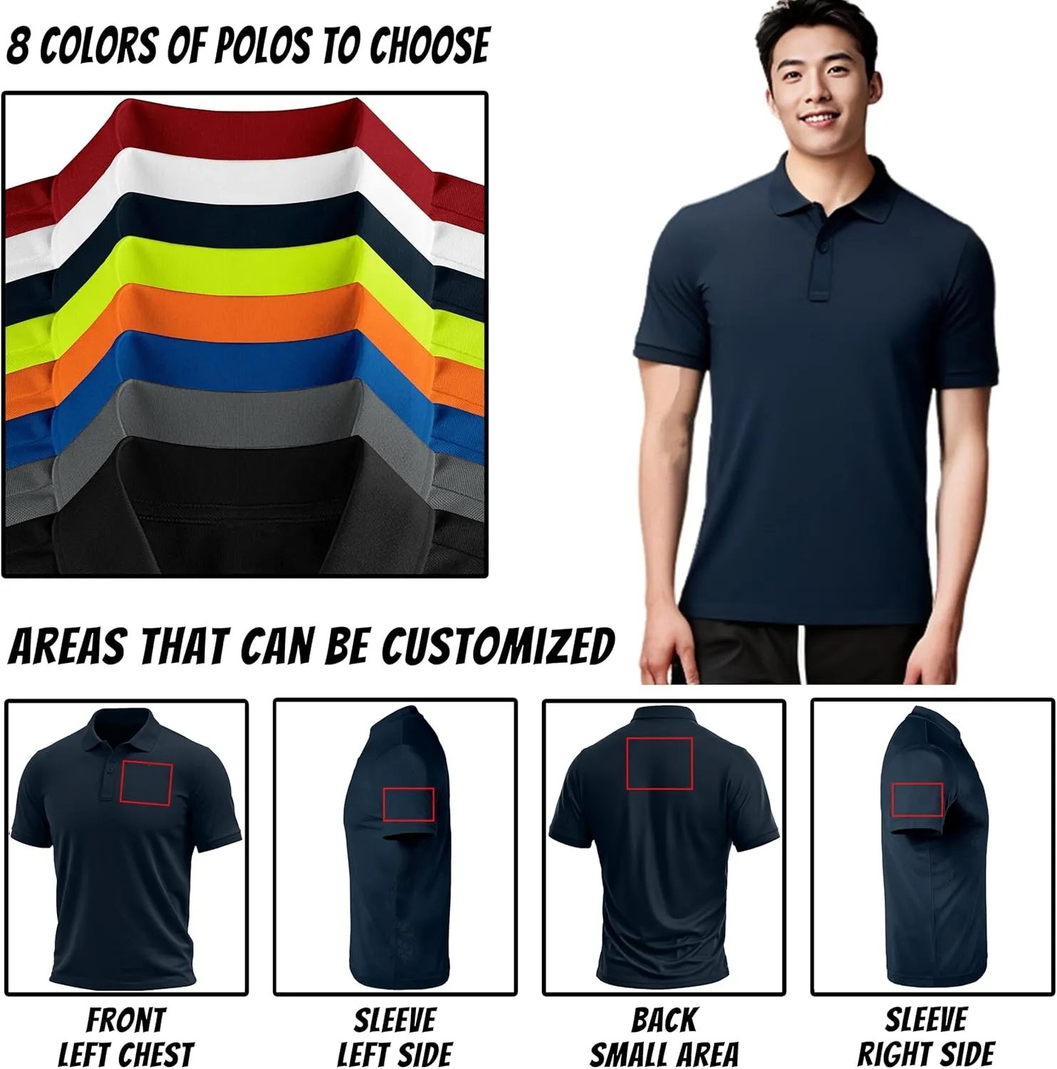 Custom Polo Shirts for Men Design Your Own Golf Jersey Personalized Print/Embroidered Text