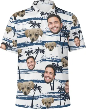 Custom Polo Shirts with Face Photo Golf Shirt Design Your Own Personalized Hawaiian Short Sleeve Performance