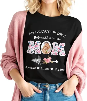 Custom T Shirts for Mom Mama Grandma Personalized Shirt with Photo Customized Name Tee Unique Gifts for Mothers Day