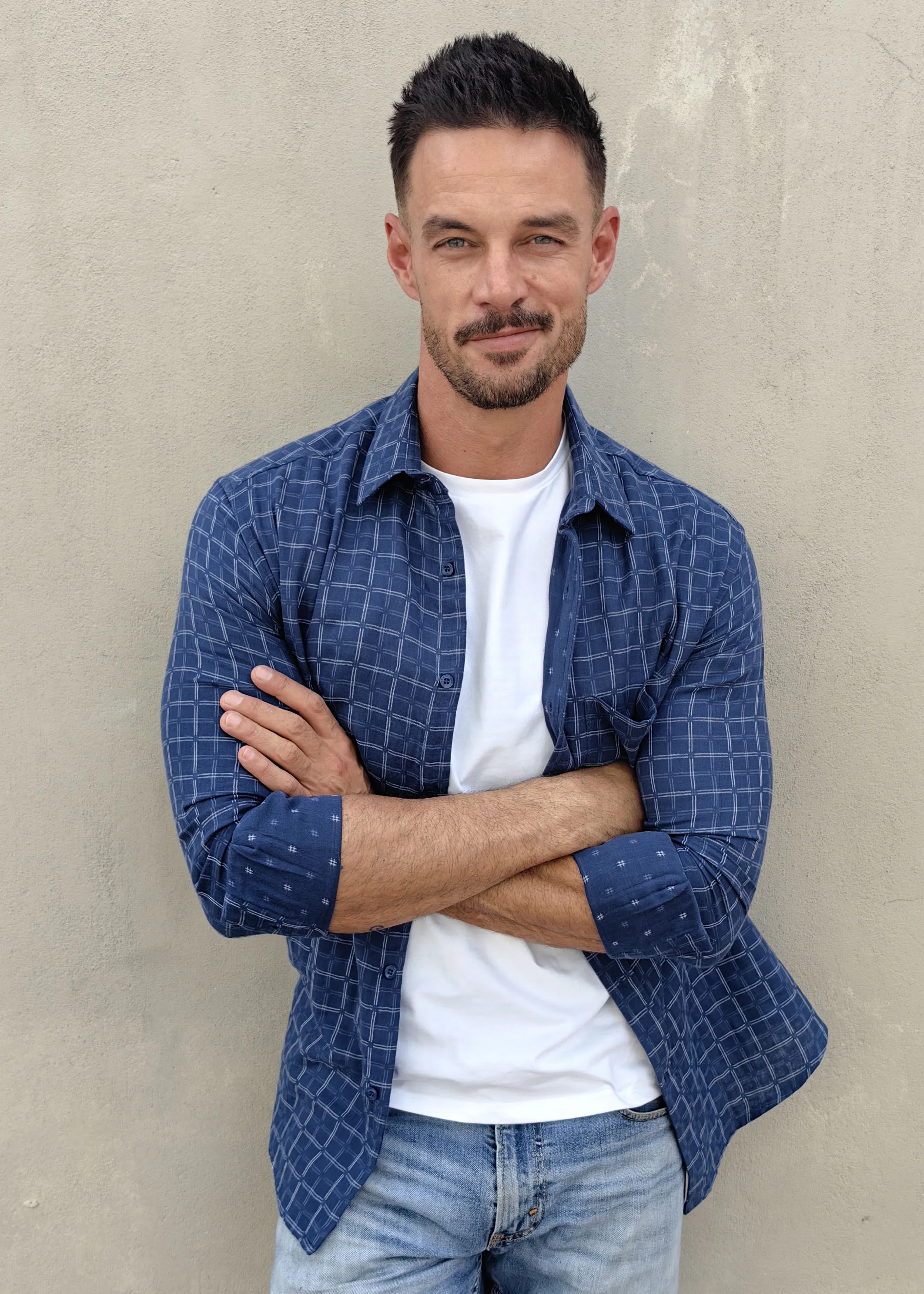 Dash Out Mens' Cotton Shirt in Blue