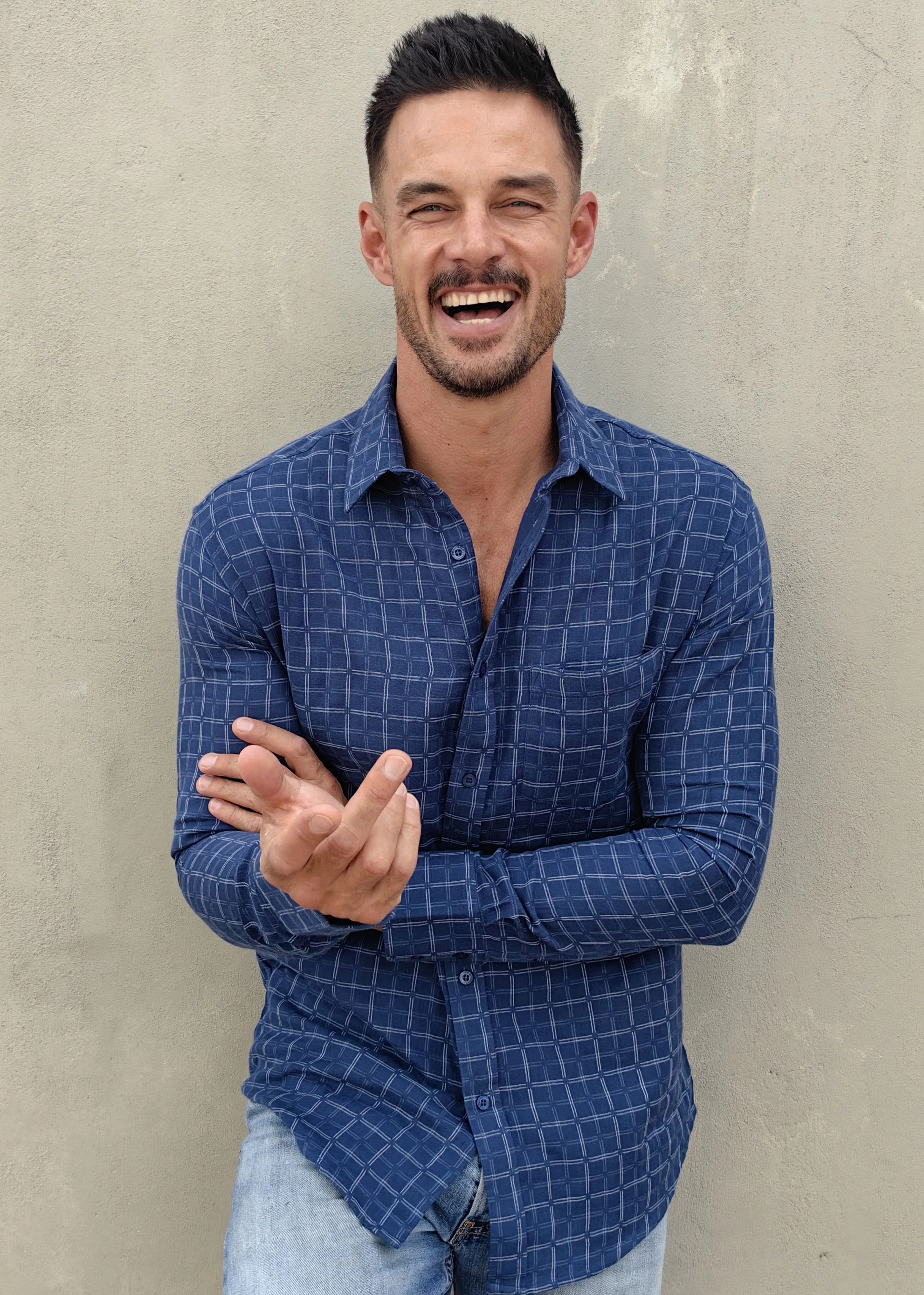 Dash Out Mens' Cotton Shirt in Blue