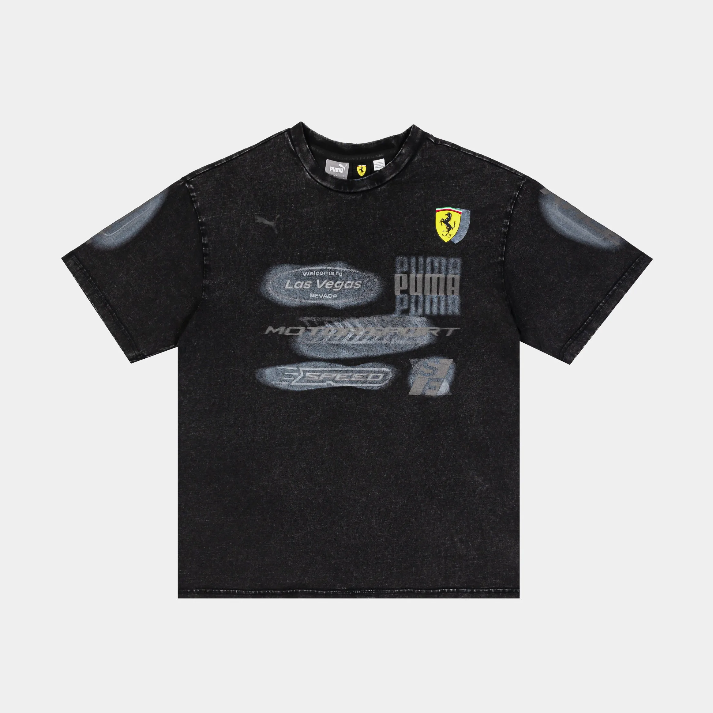 Desert Sun Scuderia Ferrari Race Statement Mens Short Sleeve Shirt (Black/Grey)