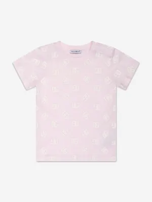 Dolce & Gabbana Baby Girls Logo T-Shirt in Pink