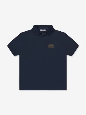 Dolce & Gabbana Boys Logo Polo Shirt in Navy