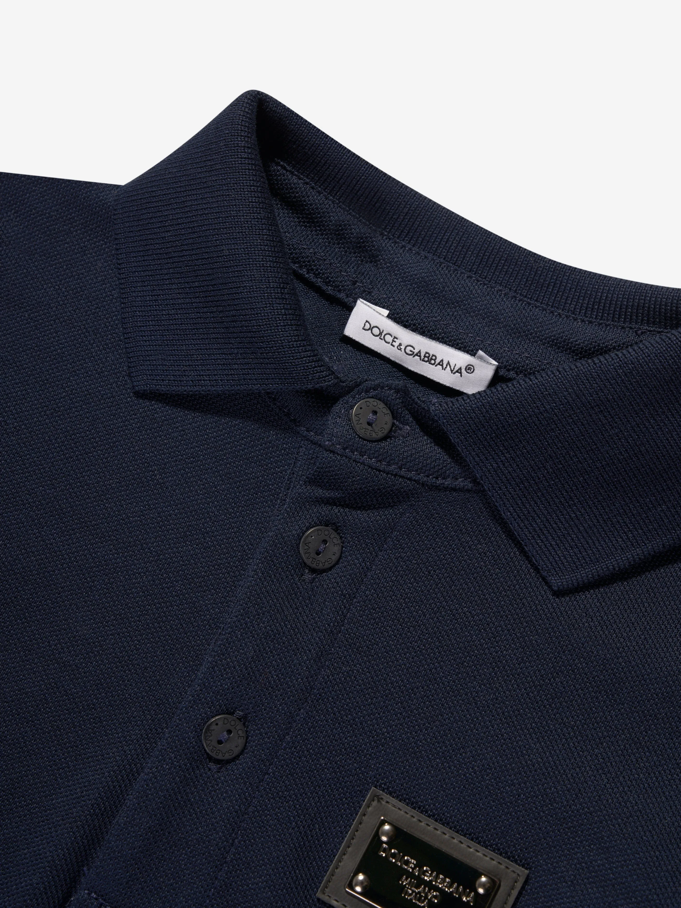 Dolce & Gabbana Boys Logo Polo Shirt in Navy