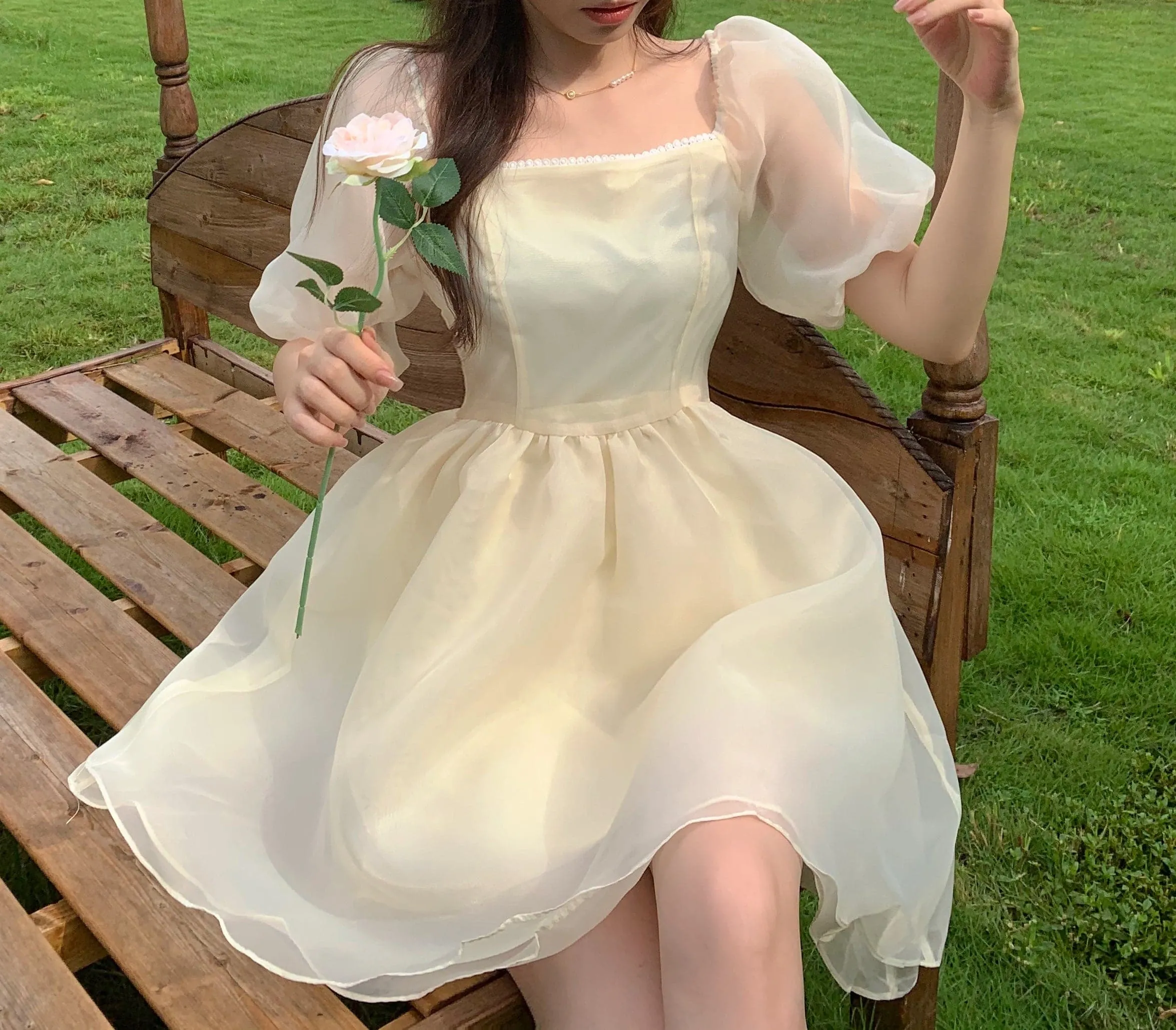 DressBetty - Yellow Elegant Princess Dress