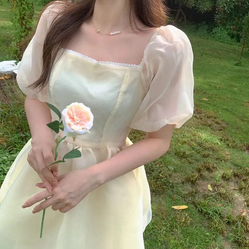 DressBetty - Yellow Elegant Princess Dress