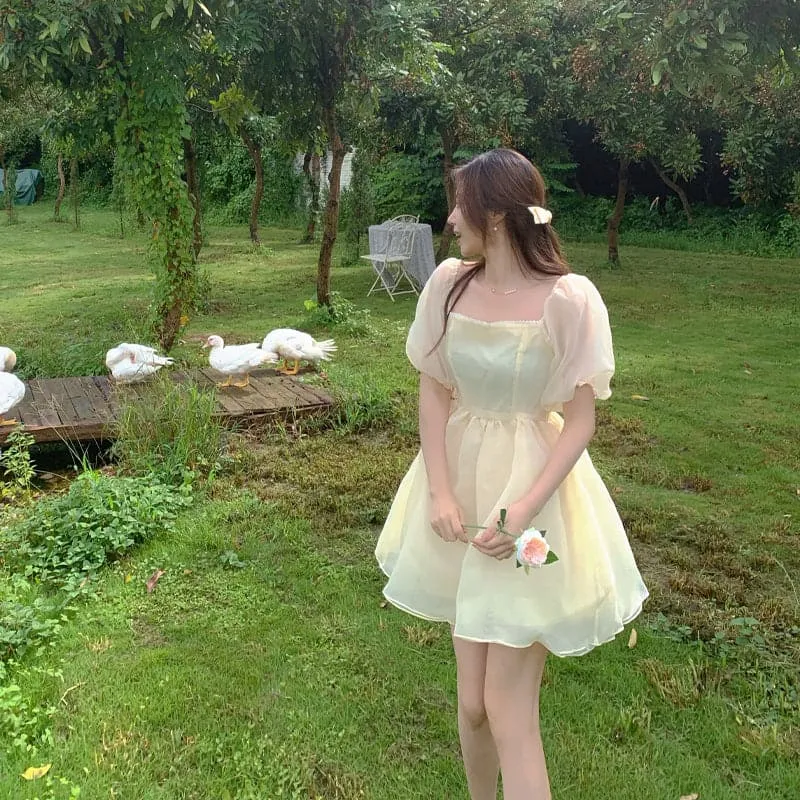 DressBetty - Yellow Elegant Princess Dress