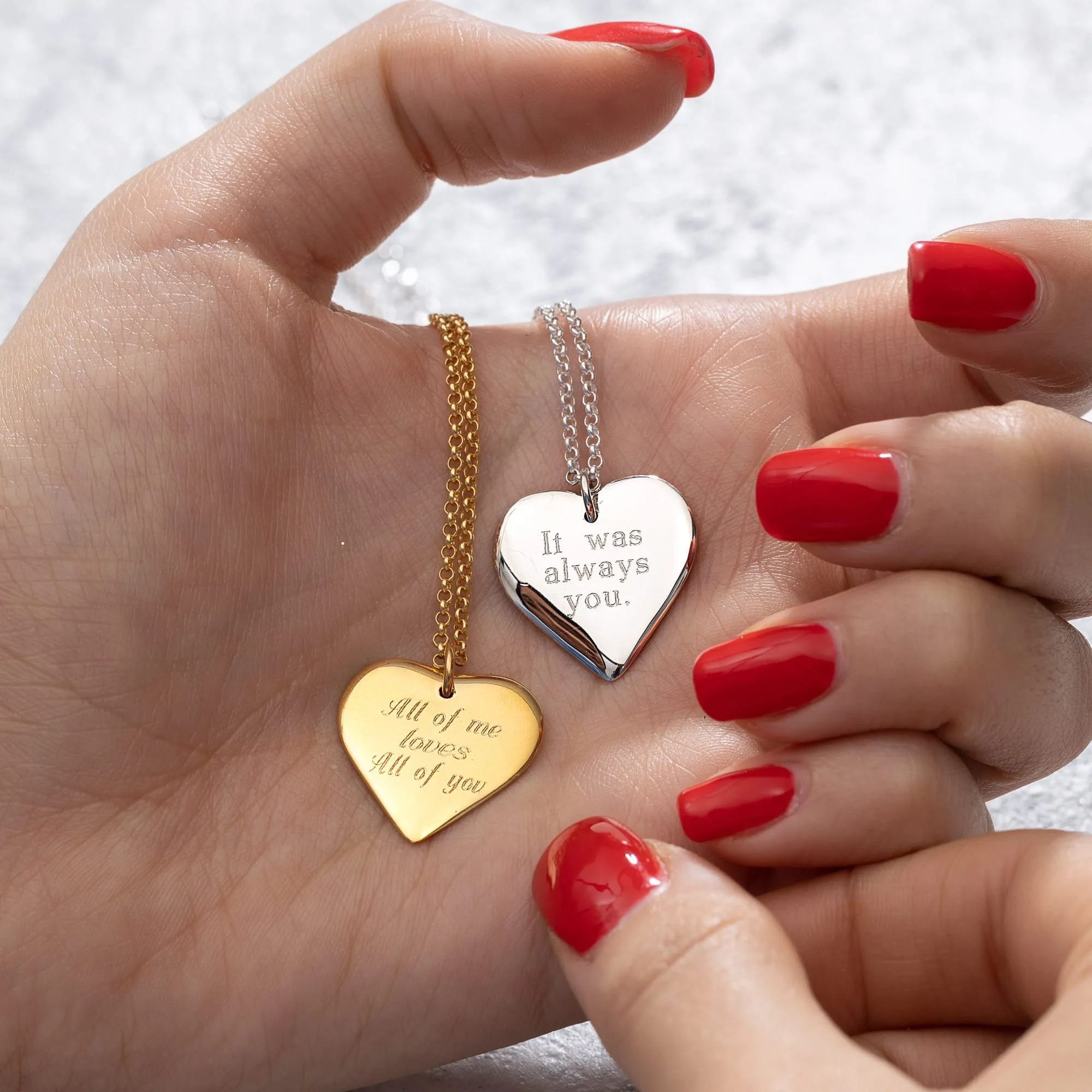 Engraved Gold Plated Heart Necklace (Large)