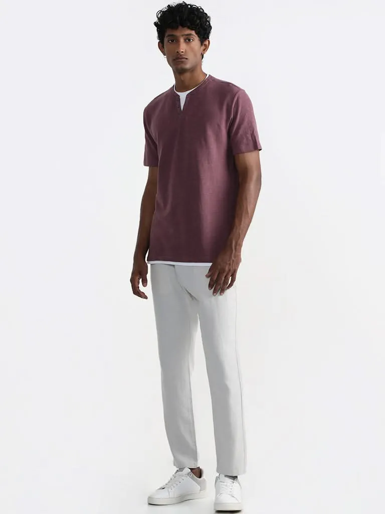 ETA Purple Cotton Blend Slim-Fit T-Shirt