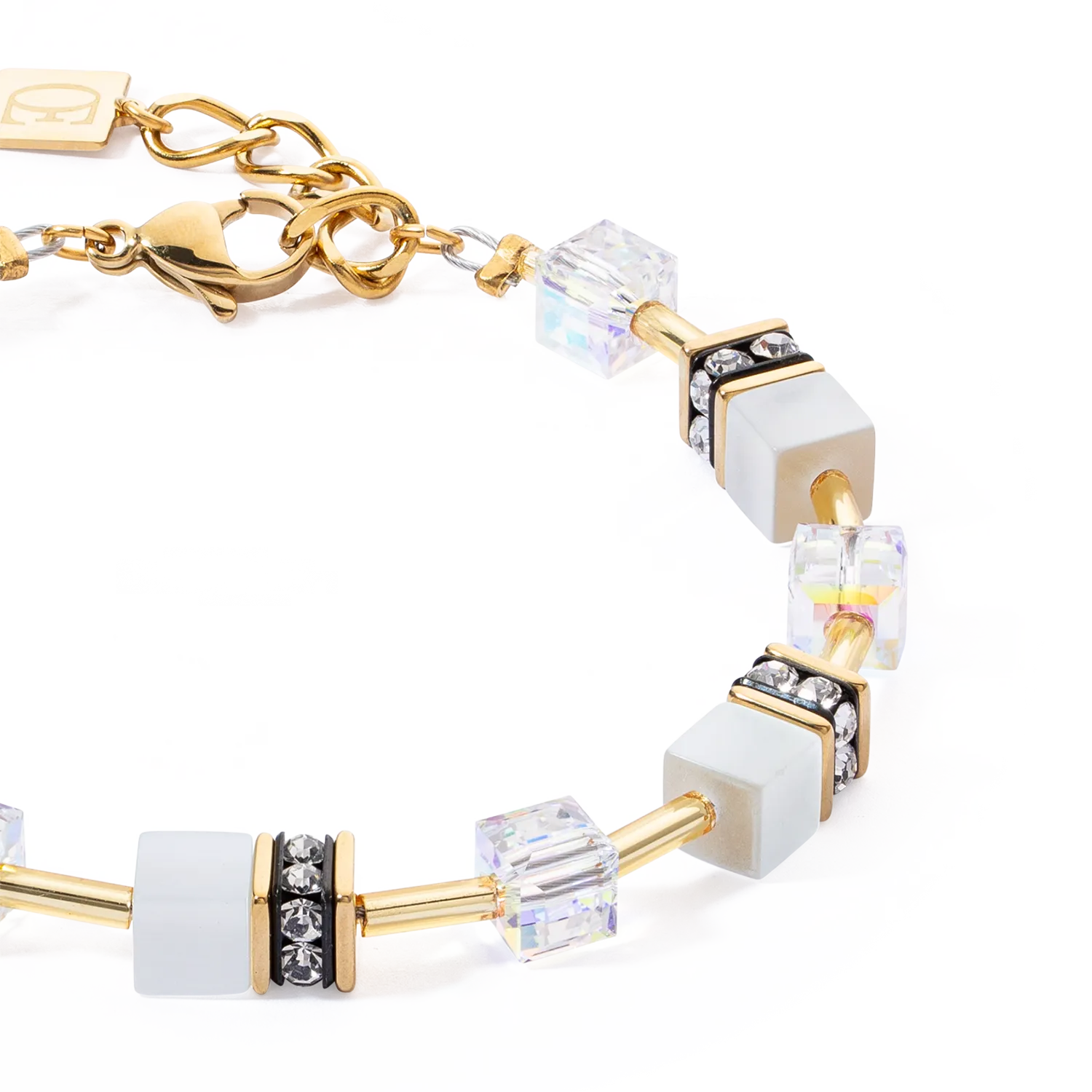 GeoCUBE® Iconic Layer bracelet gold-white
