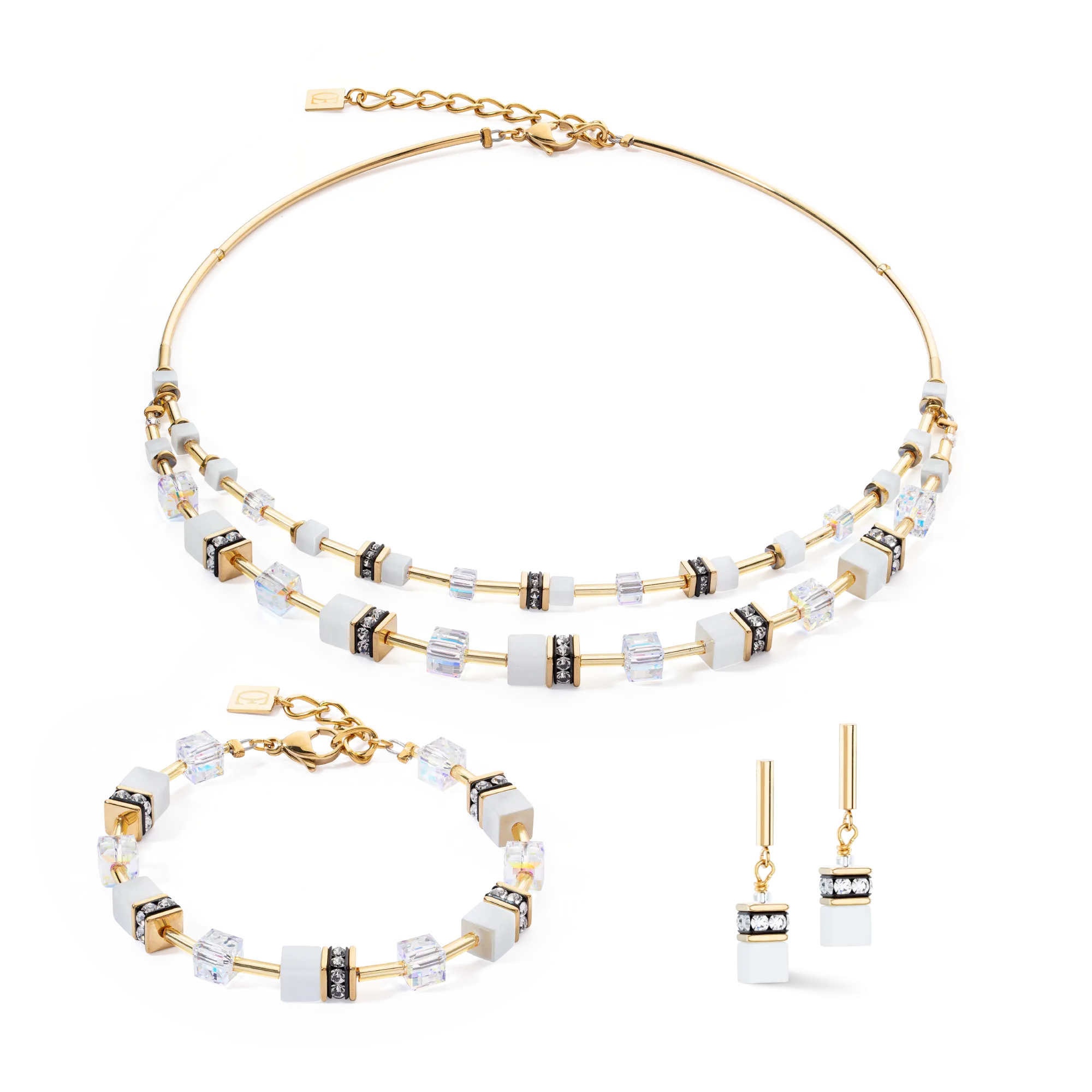 GeoCUBE® Iconic Layer bracelet gold-white
