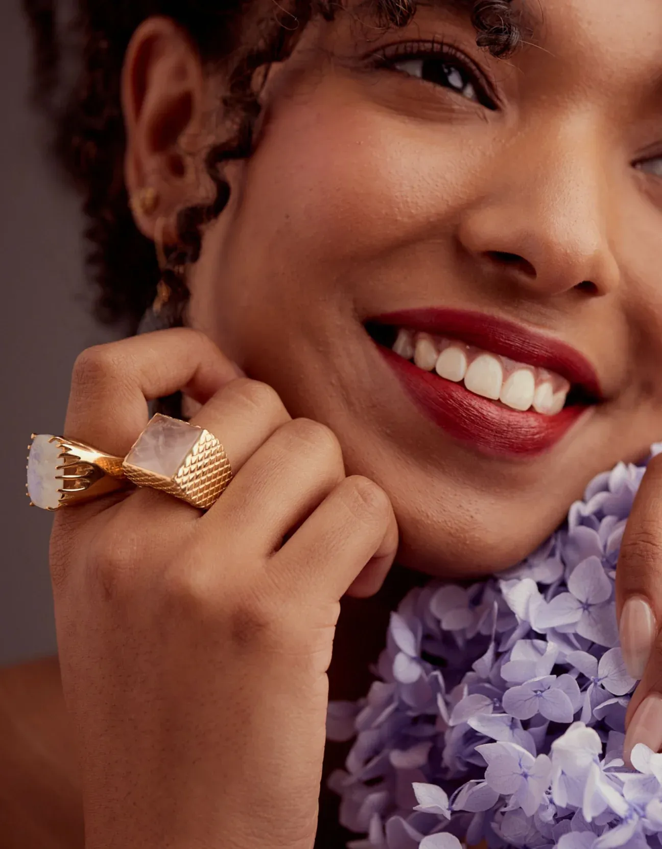 Glimmer Ring - Gold & Rose Quartz