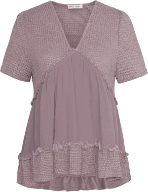 GRACE KARIN Short Sleeve Blouse for Women 2025 Casual V-Neck Ruffle Tops