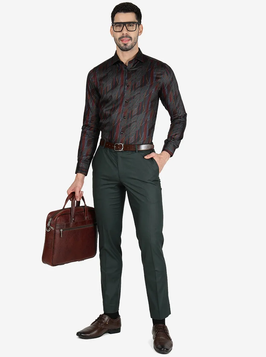Grey & Maroon Printed Slim Fit Party Wear Shirt | JB Studio