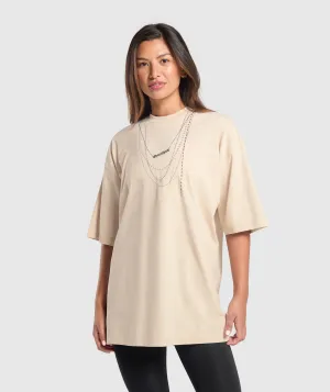 Gymshark Elevate Chain Oversized T-Shirt - Cream Beige