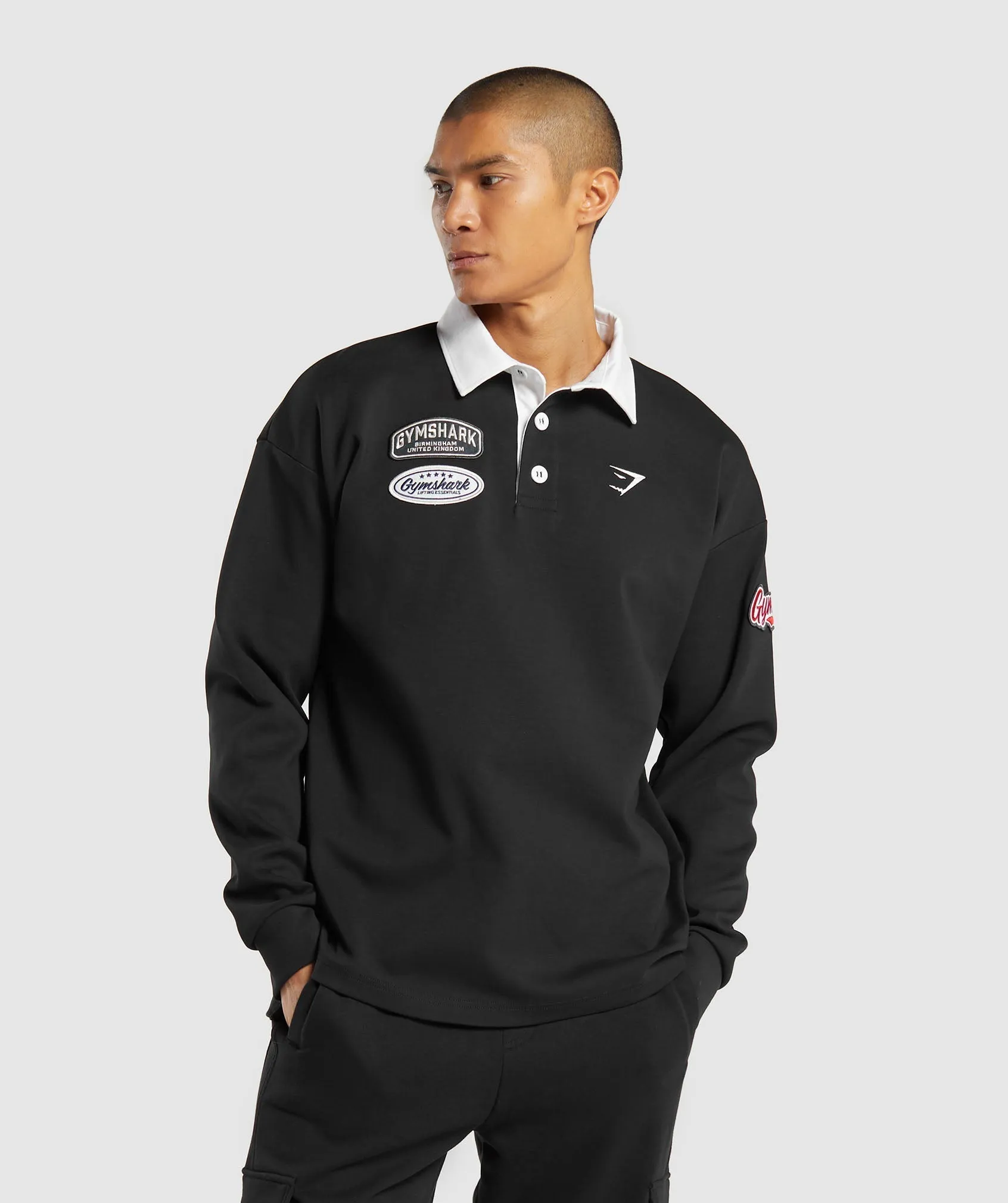 Gymshark Rugby Shirt - Black/White