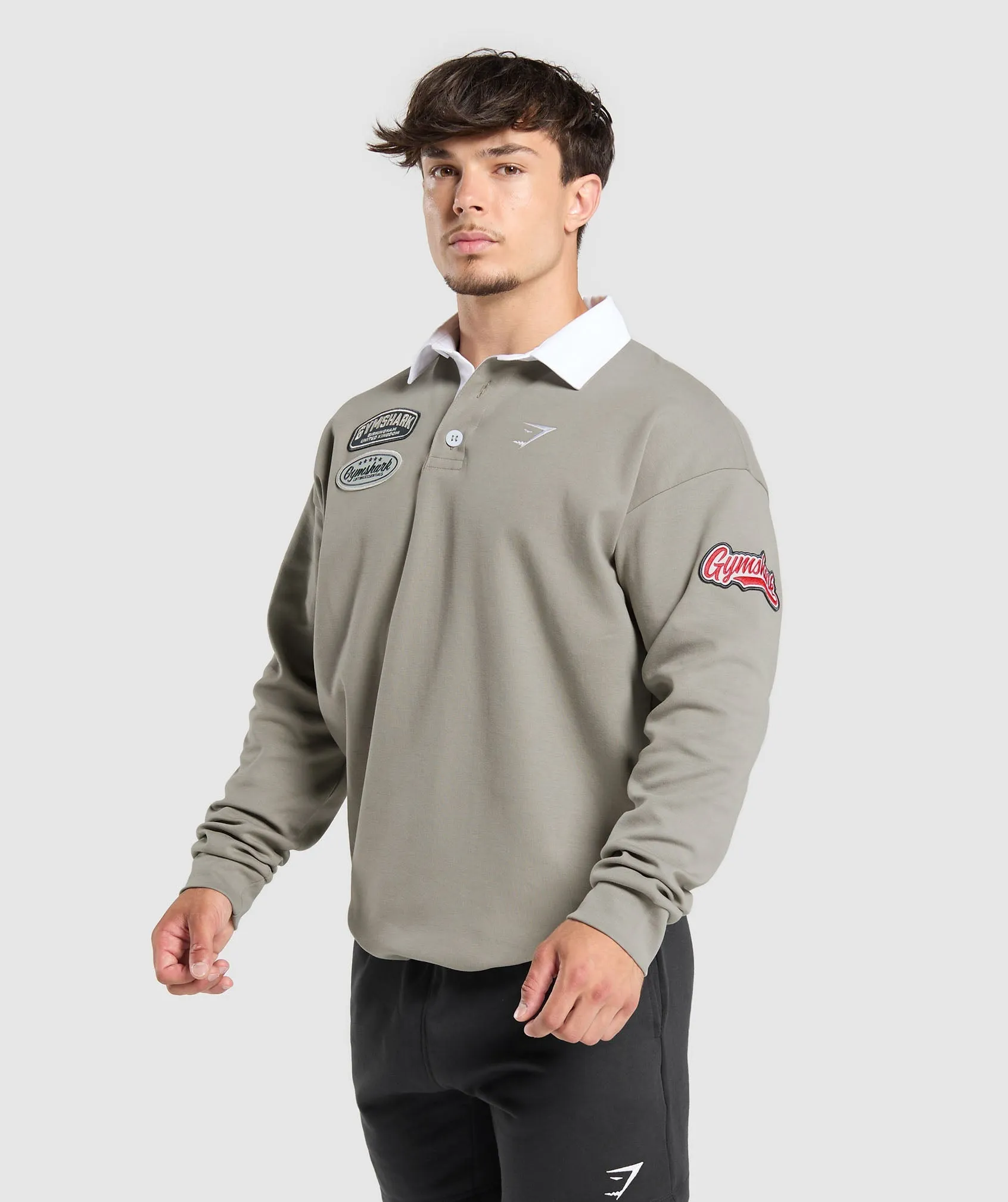 Gymshark Rugby Shirt - Linen Brown/White