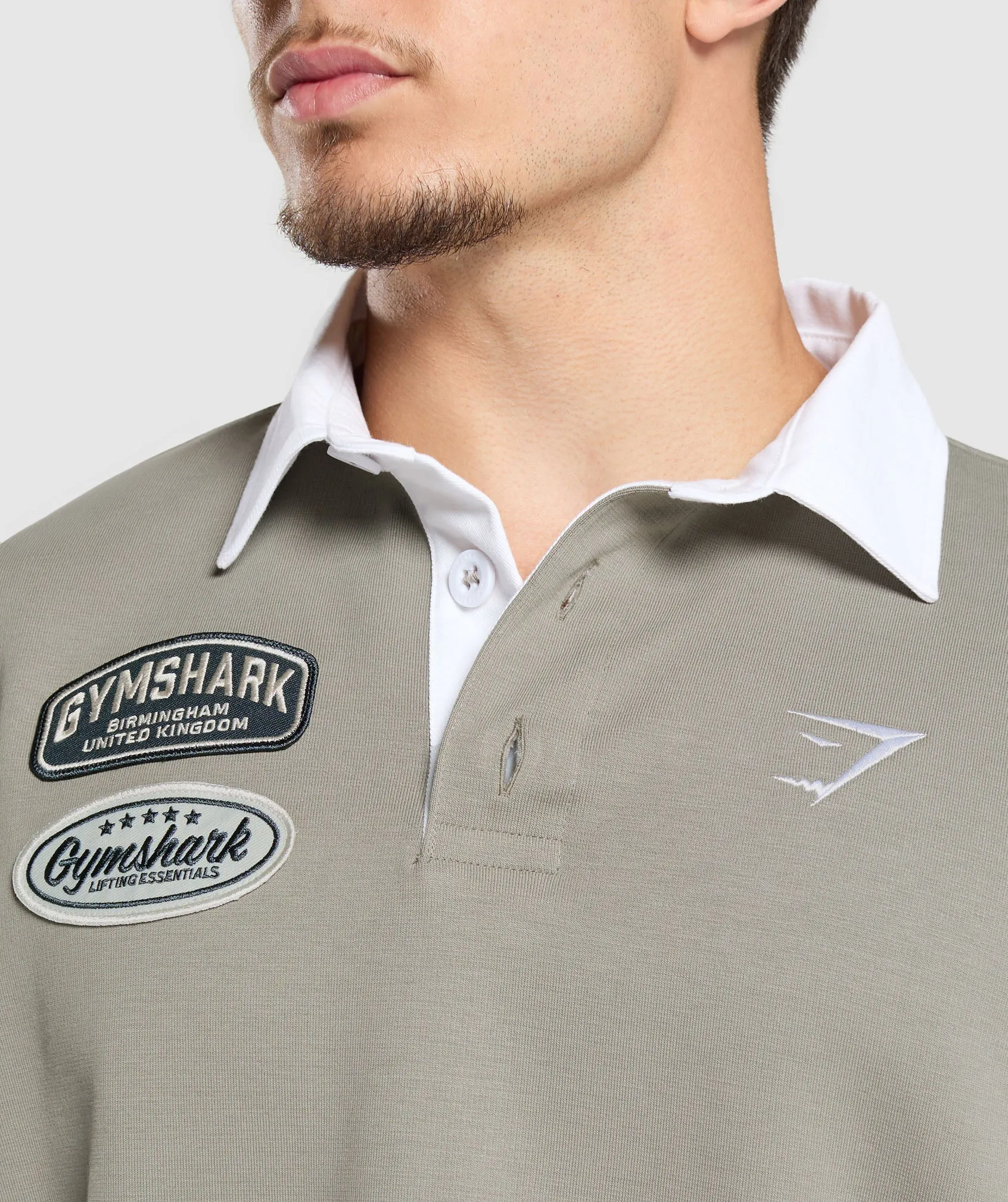Gymshark Rugby Shirt - Linen Brown/White