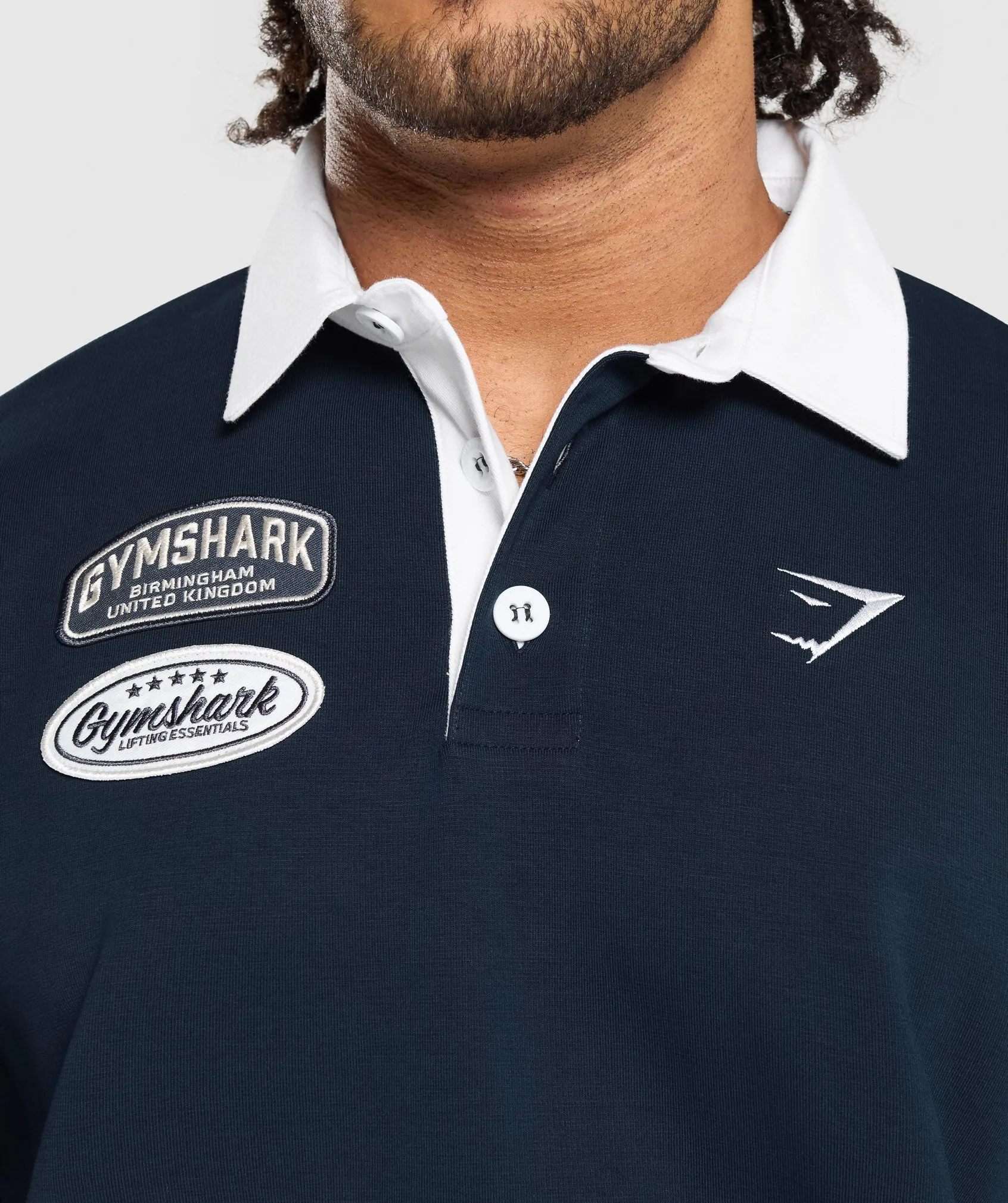 Gymshark Rugby Shirt - Navy/White