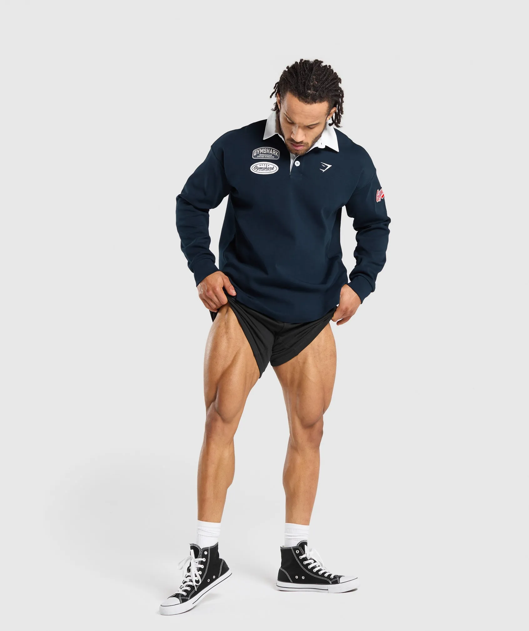 Gymshark Rugby Shirt - Navy/White