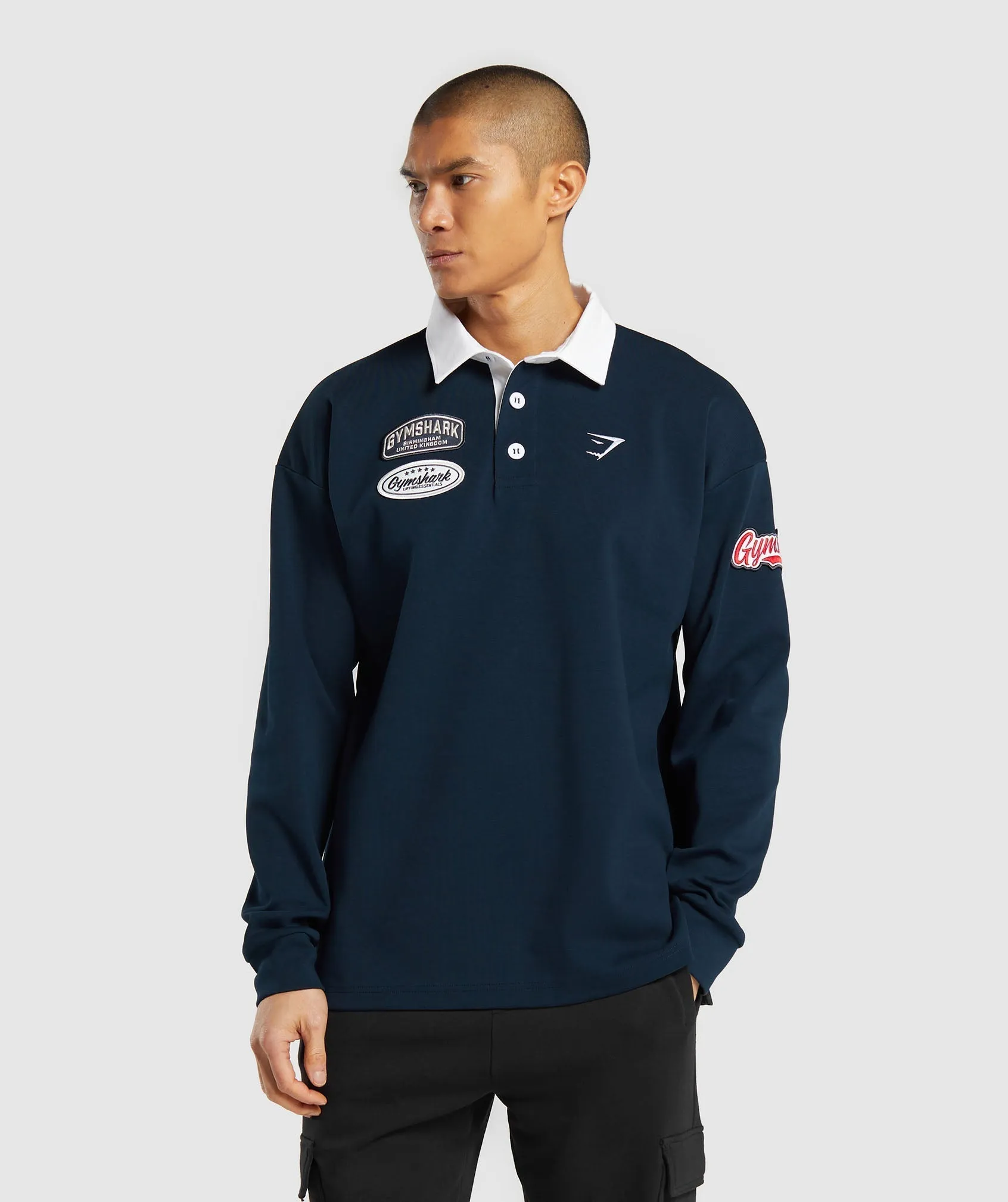 Gymshark Rugby Shirt - Navy/White