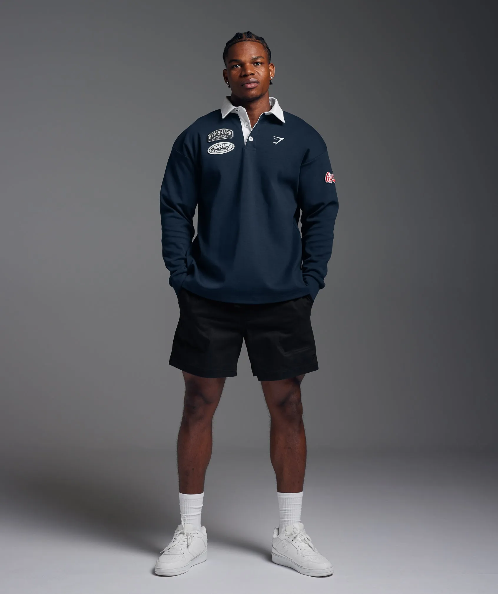 Gymshark Rugby Shirt - Navy/White
